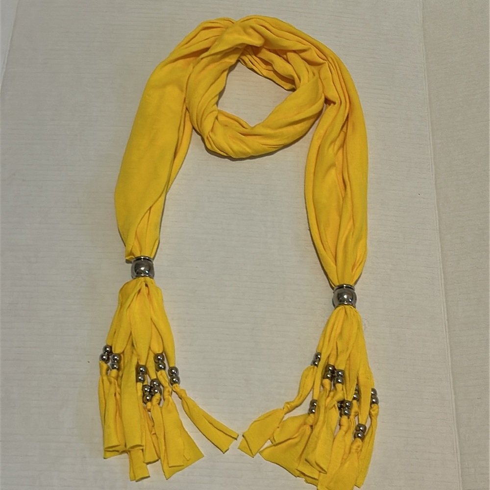 Sunshine Yellow Beaded Women's Scarf, swim cover up.